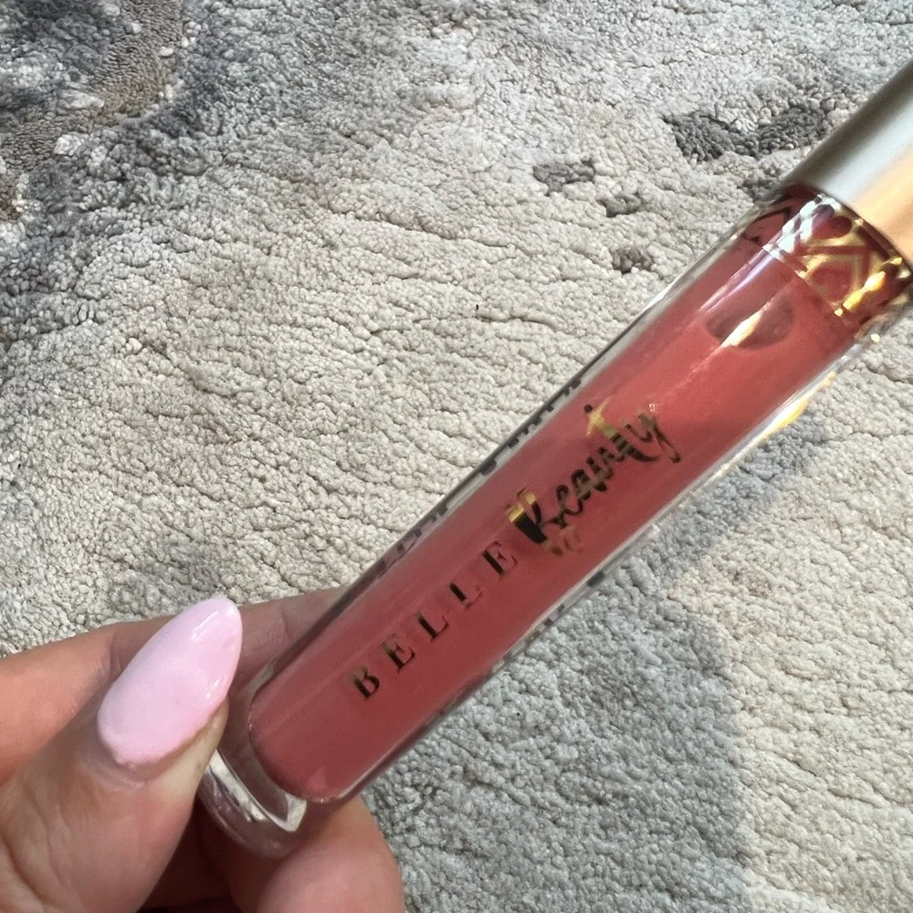NEW Belle Beauty Kisser Fixer Hydra Shine Lip Gloss Pink Nude